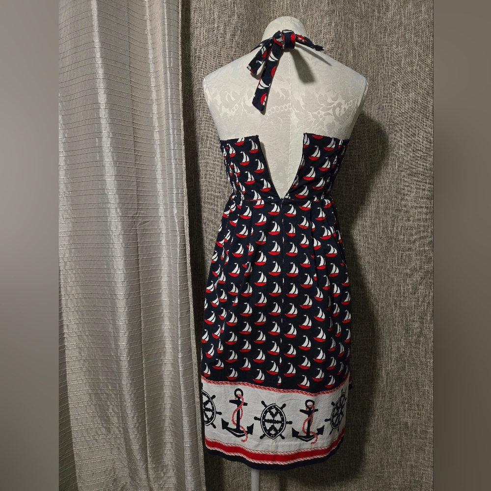 Anthropologie 9-H15 Stcl Nautical Print Halter Dress Size 2 - Picture 4 of 9